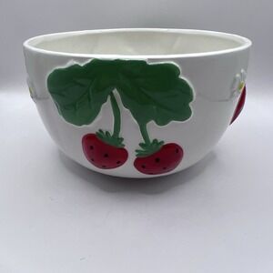 NEW Strawberry Bowl Hand Painted 3.5x5.5" Serving Fruit Cereal Bowl Lang Design